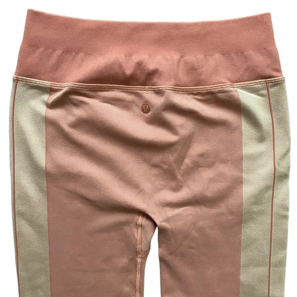 LULULEMON Ebb  to Train Tight * Abstract Seamless Peach Leggings 25” Size 6 - Picture 11 of 15